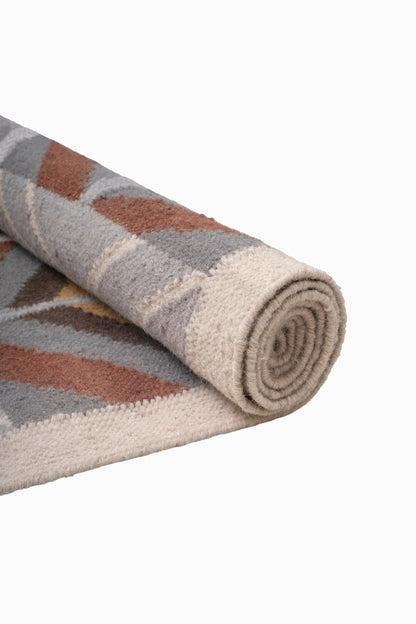 Handwoven Wool Kilim Durrie Rug, Geometric Scandinavian Area Rug, Multicolor Flatweave Carpet, Boho Home Décor