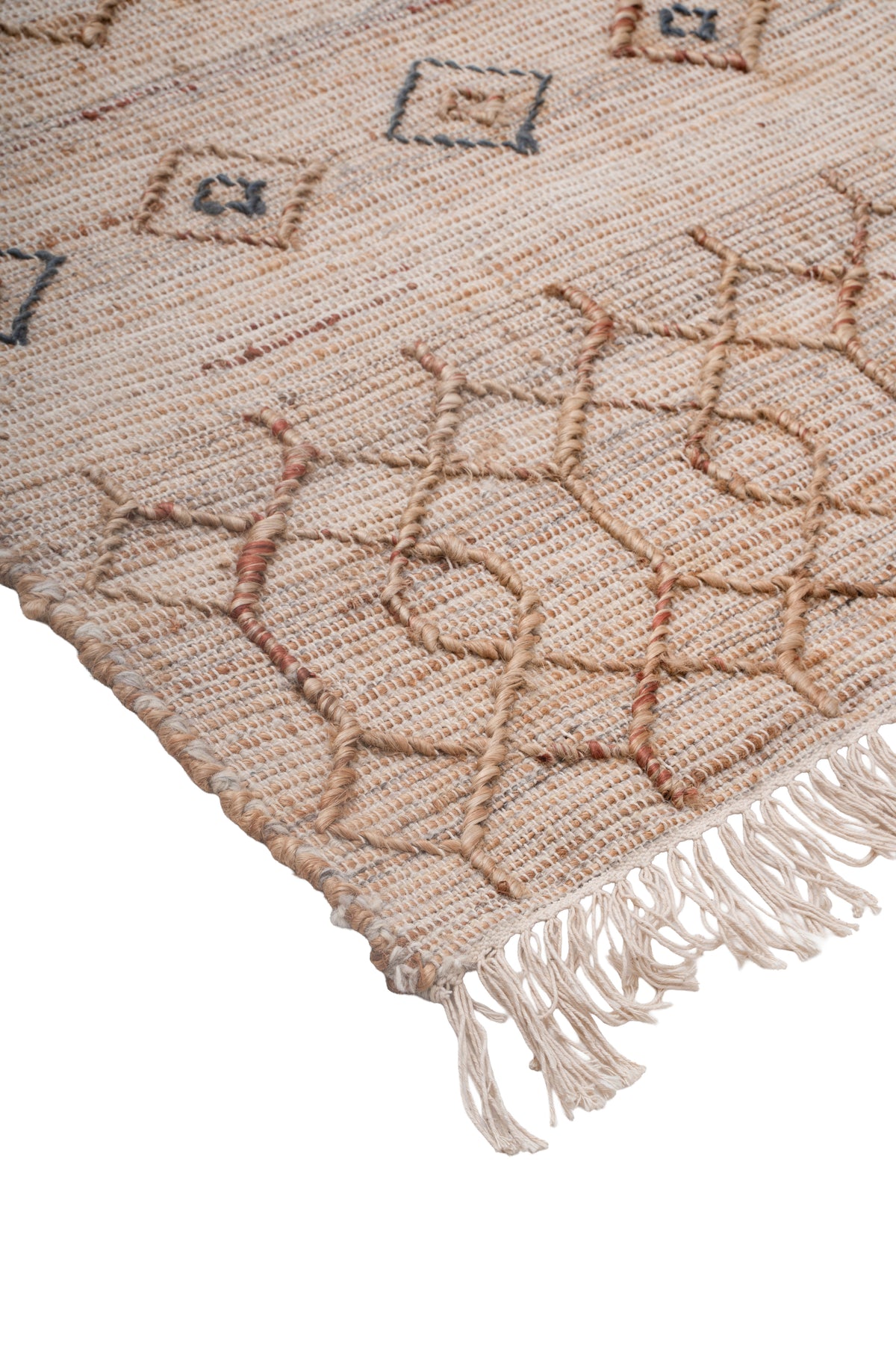 Handwoven Jute Rug, Natural Geometric Kilim Durrie, Boho Scandinavian Area Rug, Neutral Flatweave Carpet