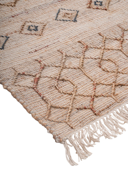 Handwoven Jute Rug, Natural Geometric Kilim Durrie, Boho Scandinavian Area Rug, Neutral Flatweave Carpet