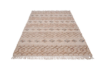 Handwoven Jute Rug, Natural Geometric Kilim Durrie, Boho Scandinavian Area Rug, Neutral Flatweave Carpet