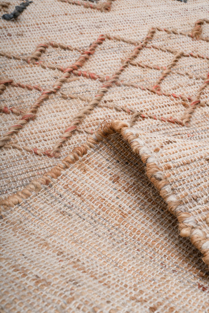 Handwoven Jute Rug, Natural Geometric Kilim Durrie, Boho Scandinavian Area Rug, Neutral Flatweave Carpet