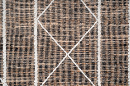 Handwoven Wool & Jute Diamond Pattern Rug | Natural Textured Contemporary Floor Rug