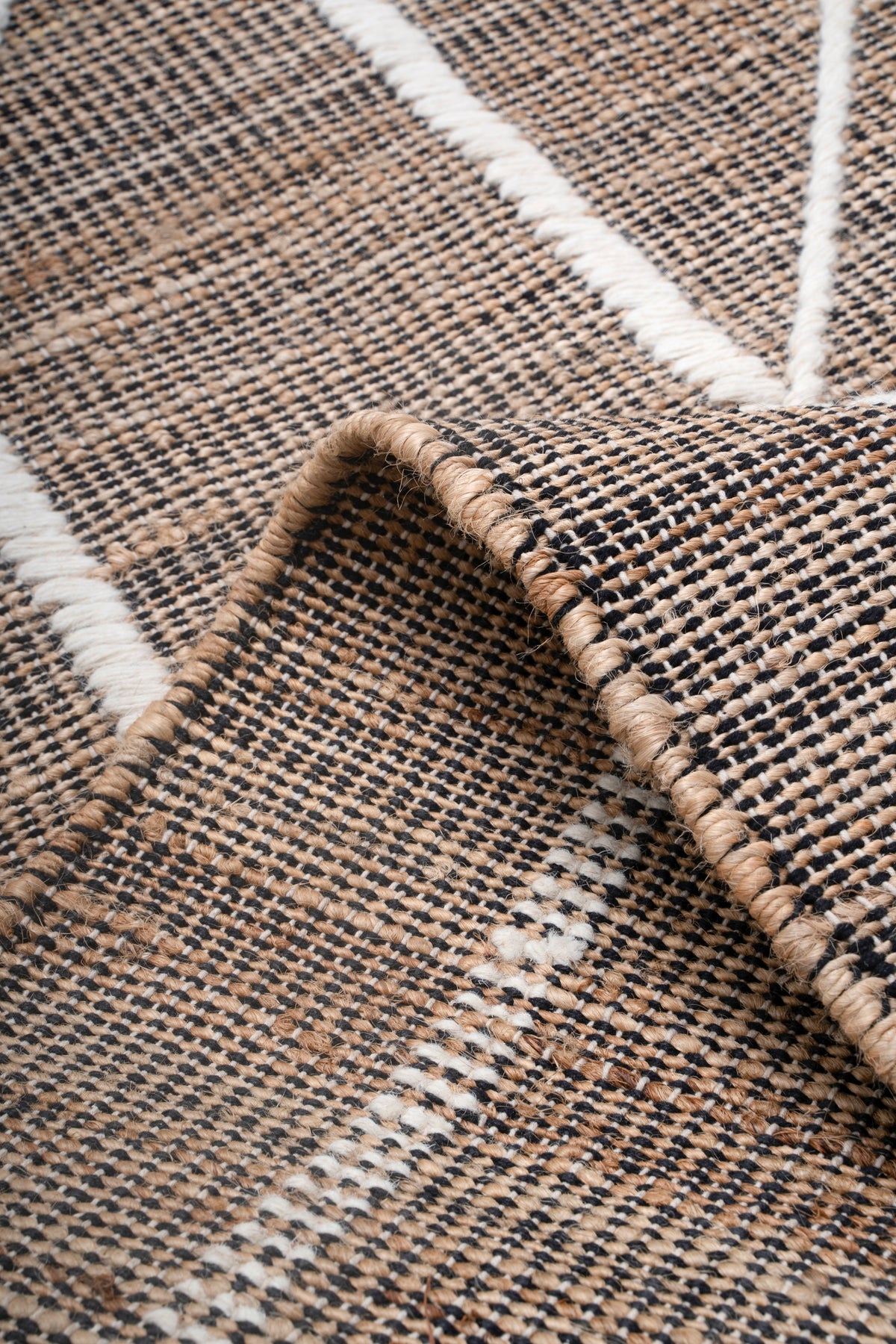 Handwoven Wool & Jute Diamond Pattern Rug | Natural Textured Contemporary Floor Rug