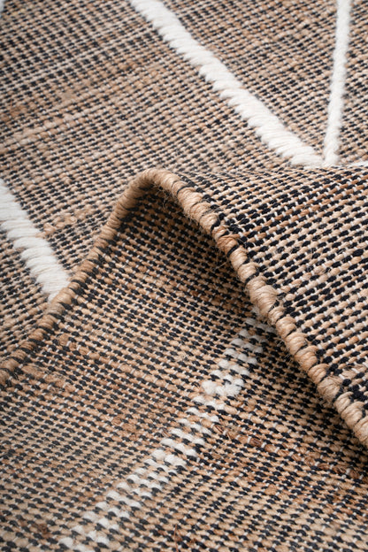 Handwoven Wool & Jute Diamond Pattern Rug | Natural Textured Contemporary Floor Rug