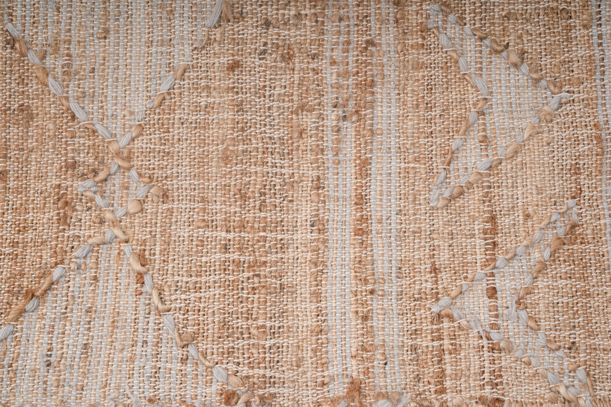 Handwoven Jute Durrie Rug – Natural Beige Geometric Flatweave Area Rug, 1500 GSM