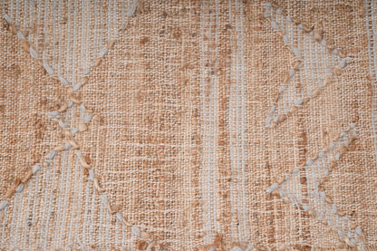 Handwoven Jute Durrie Rug – Natural Beige Geometric Flatweave Area Rug, 1500 GSM
