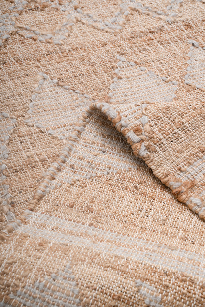 Handwoven Jute Durrie Rug – Natural Beige Geometric Flatweave Area Rug, 1500 GSM