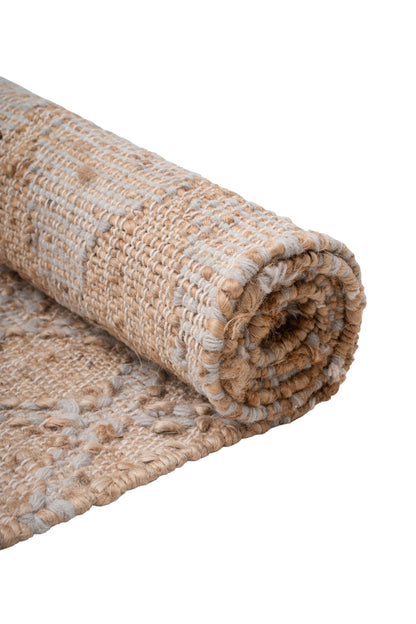 Handwoven Jute Durrie Rug – Natural Beige Geometric Flatweave Area Rug, 1500 GSM