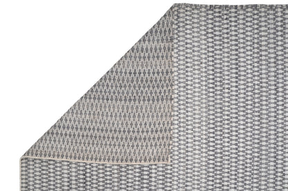 Hand-Woven Wool Flatweave Area Rug – Grey & Off-White Micro Geometric Pattern Rug