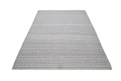 Hand-Woven Wool Flatweave Area Rug – Grey & Off-White Micro Geometric Pattern Rug
