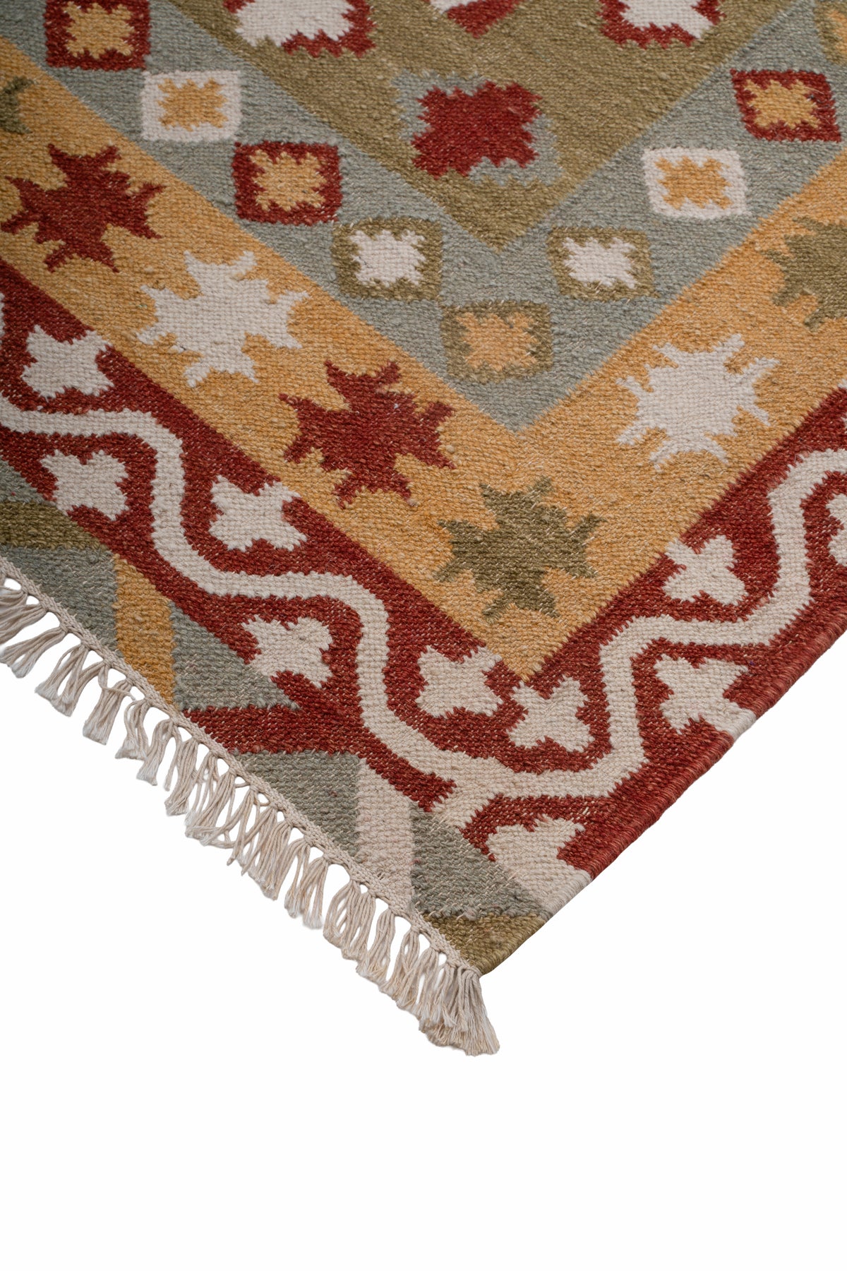 Handwoven Wool Kilim Rug, Multicolor Geometric Tribal Area Rug, Traditional Southwestern Flatweave Carpet, Bohemian Home Decor