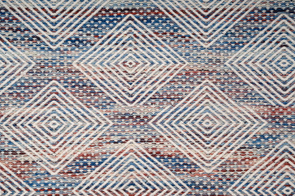 Handwoven Geometric Wool Rug | Ivory Blue Area Rug