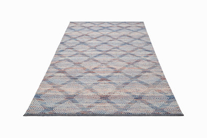 Handwoven Geometric Wool Rug | Ivory Blue Area Rug