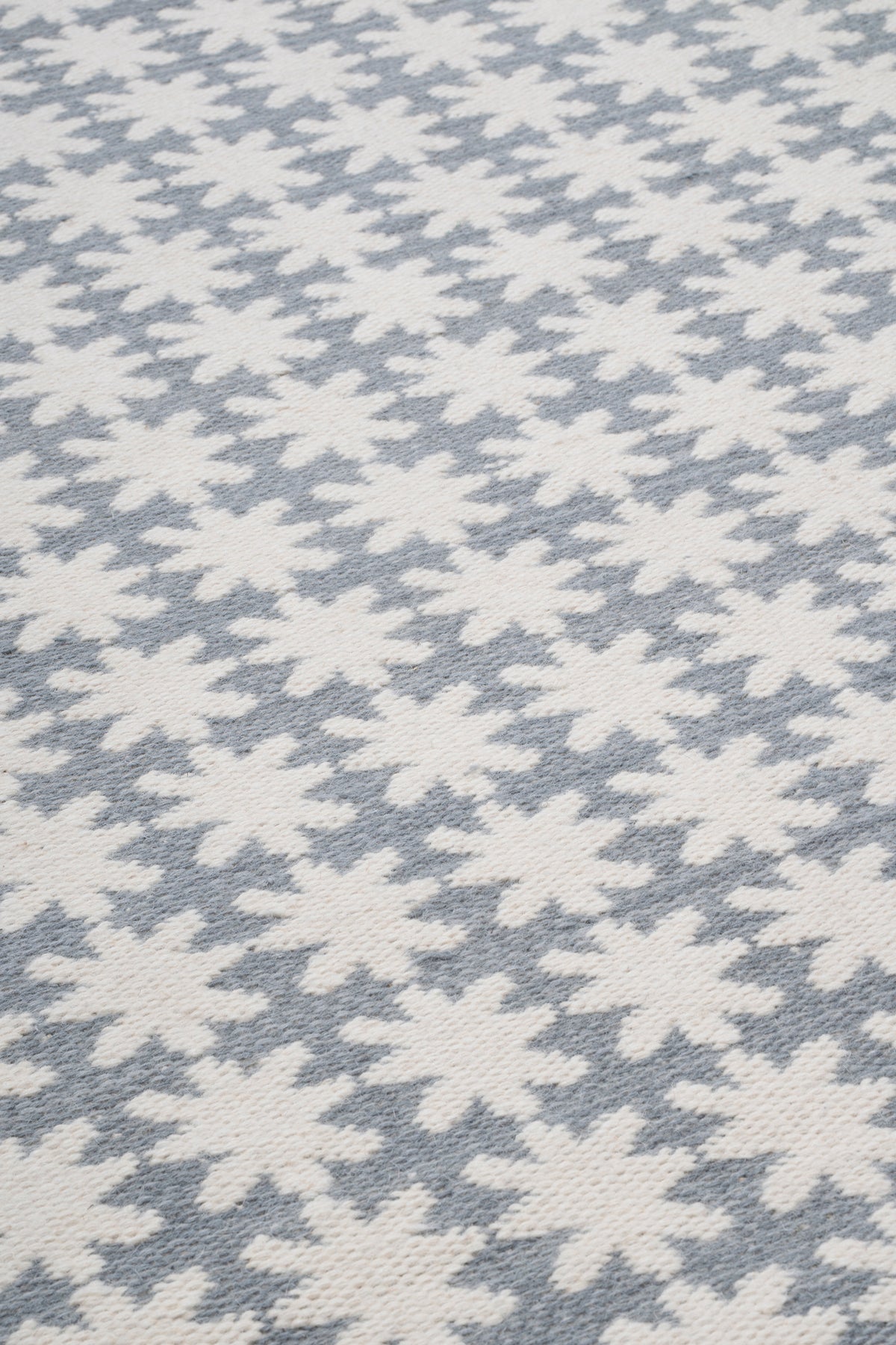 Handwoven Ivory and Grey Wool Rug – Scandinavian Geometric Pattern Area Rug