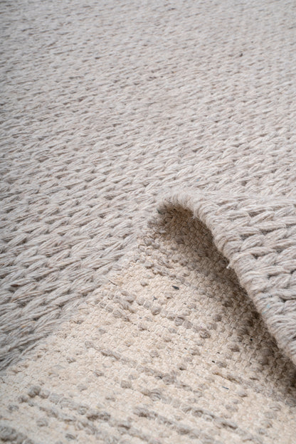 Handwoven Natural Grey Wool Area Rug | Soft Textured Flatweave Rug for Modern, Scandinavian & Rustic Interiors