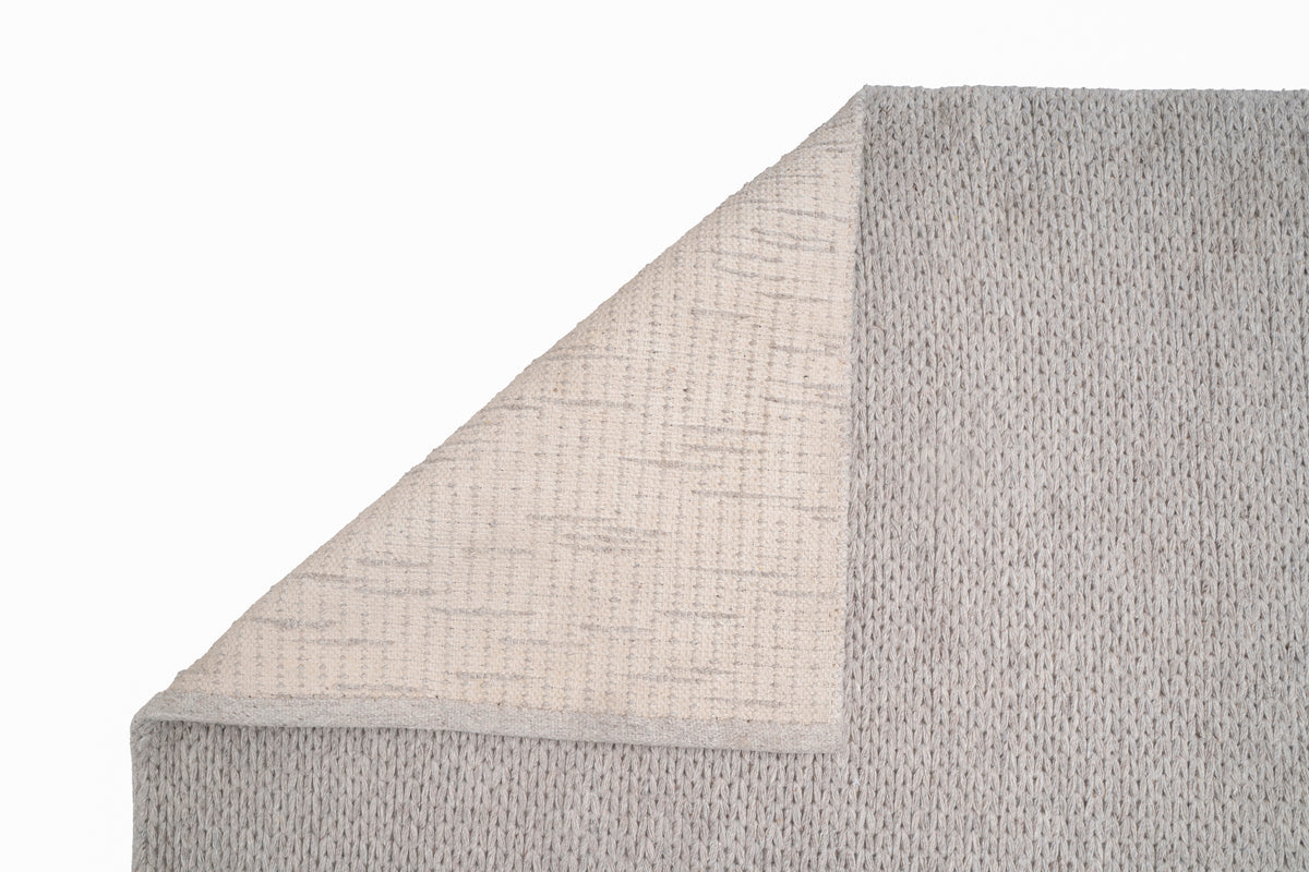 Handwoven Natural Grey Wool Area Rug | Soft Textured Flatweave Rug for Modern, Scandinavian & Rustic Interiors