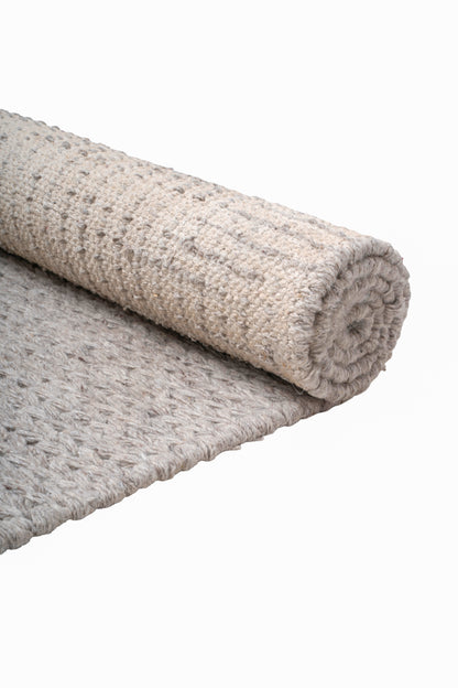 Handwoven Natural Grey Wool Area Rug | Soft Textured Flatweave Rug for Modern, Scandinavian & Rustic Interiors