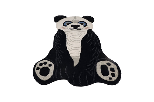 Hand Tufted Panda Wool Rug | Kids Animal Area Rug | Handmade Wool Carpet | Nursery & Playroom Decor