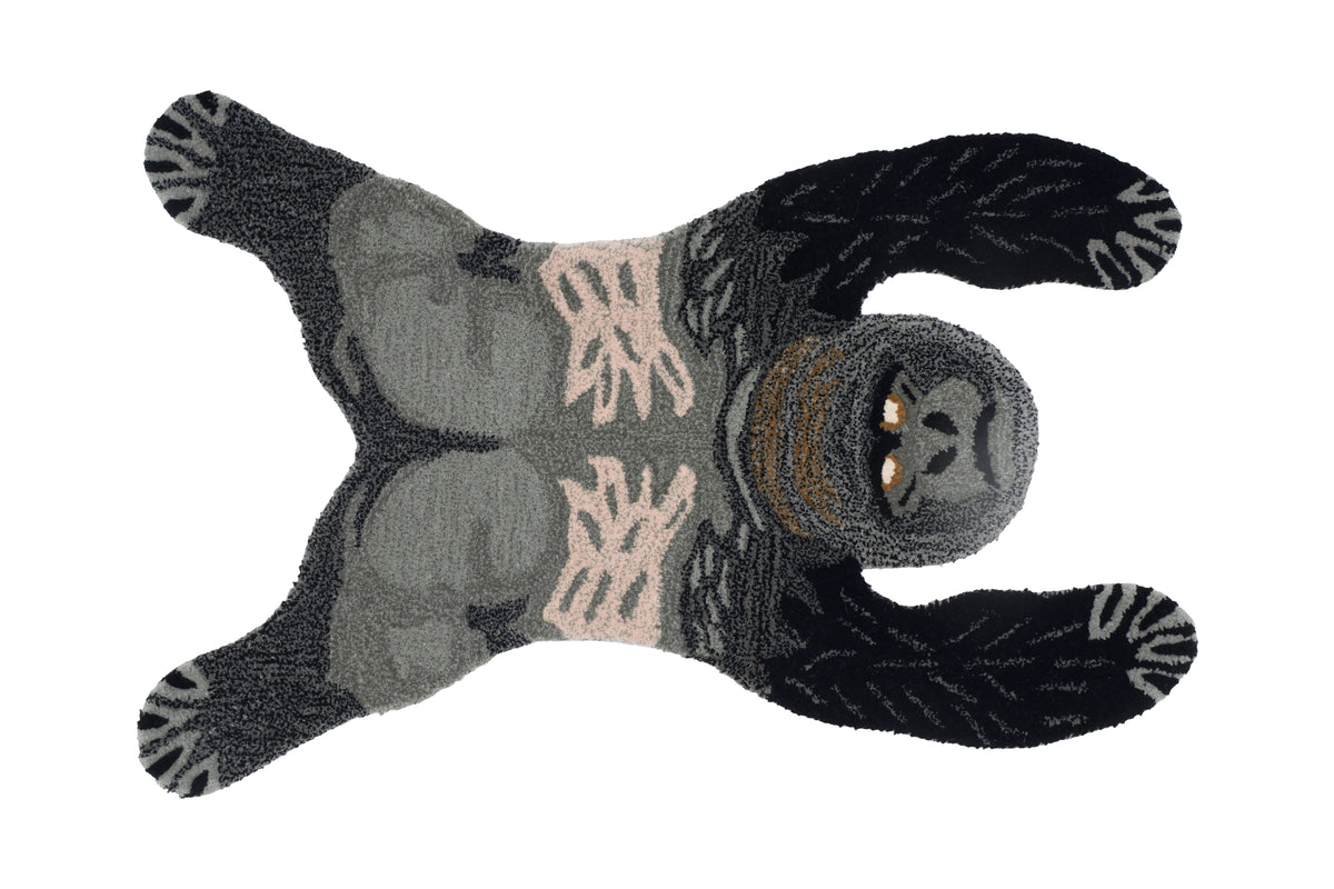 Hand Tufted Gorilla Shaped Wool Rug – Kids Room Animal Area Rug | 2×3 ft