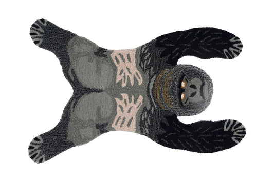 Hand Tufted Gorilla Shaped Wool Rug – Kids Room Animal Area Rug | 2×3 ft