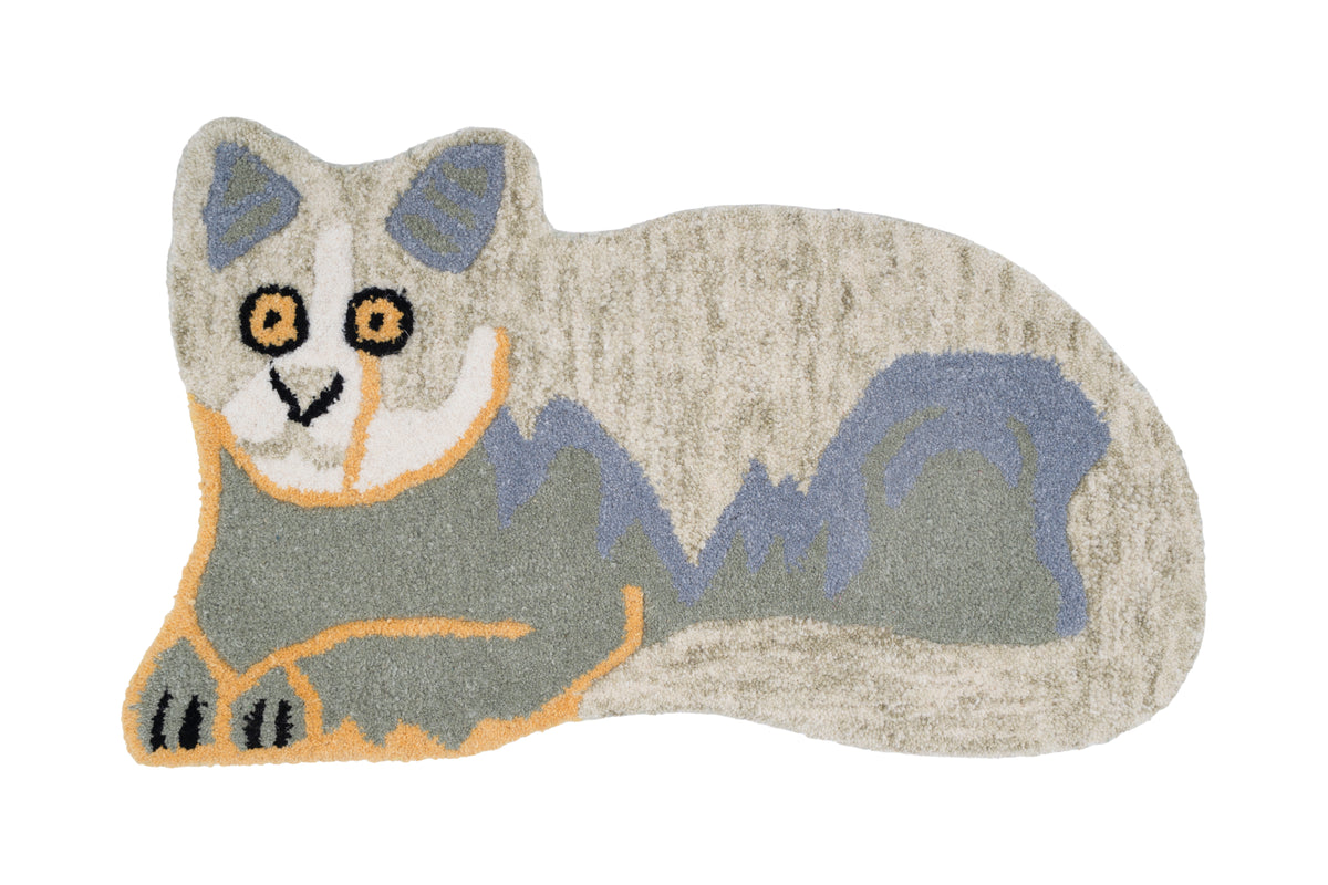 Hand Tufted Cat Shaped Wool Rug – Cute Animal Kids Room & Nursery Accent Rug | 2.3 × 1.4 Feet