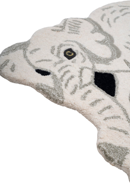Hand Tufted Elephant Rug – Animal Shaped Wool Rug for Kids Room, Nursery & Bedroom Décor | 2 × 3 Feet