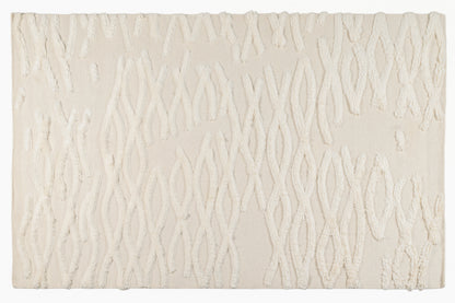Moroccan Ivory Textured Wool Rug – Handcrafted Abstract Pattern Area Rug | Luxury Moroccan Rug
