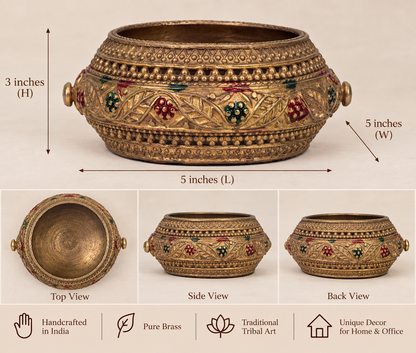 Handcrafted Brass Decorative Planter Bowl – Traditional Indian Tribal Art Home Decor