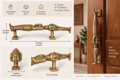 Handcrafted Dhokra Brass Door Handle | Traditional Indian Tribal Door Pull | Antique Brass Hardware