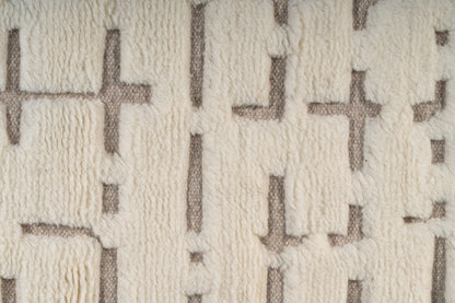 Luxury Cream Moroccan Hand Knotted Rug – Textured Geometric New Zealand Wool Area Rug