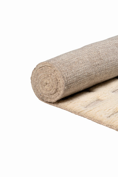 Luxury Cream Moroccan Hand Knotted Rug – Textured Geometric New Zealand Wool Area Rug