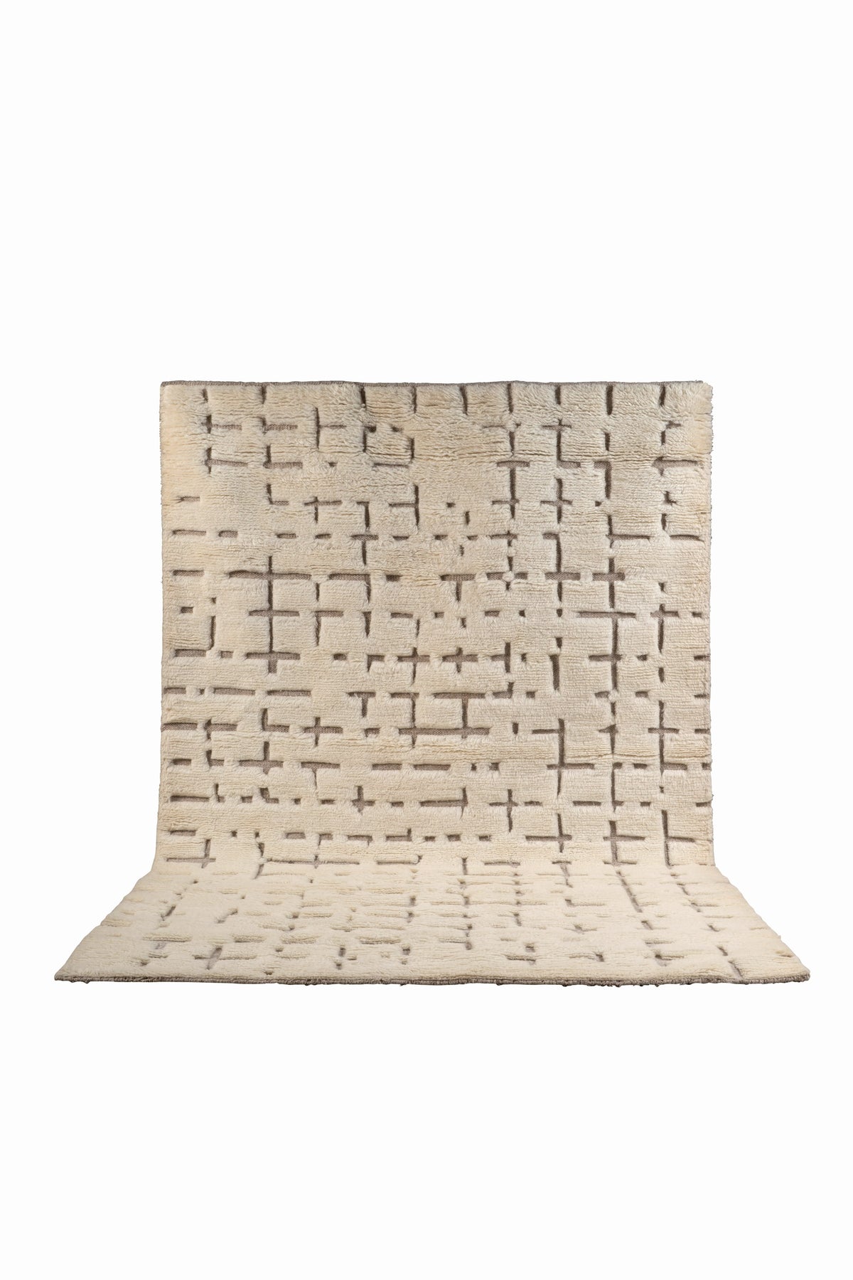 Luxury Cream Moroccan Hand Knotted Rug – Textured Geometric New Zealand Wool Area Rug
