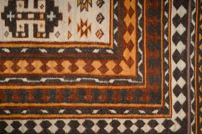 Handwoven Geometric Kilim Durrie Rug – Traditional Tribal Pattern | Earthy Tones