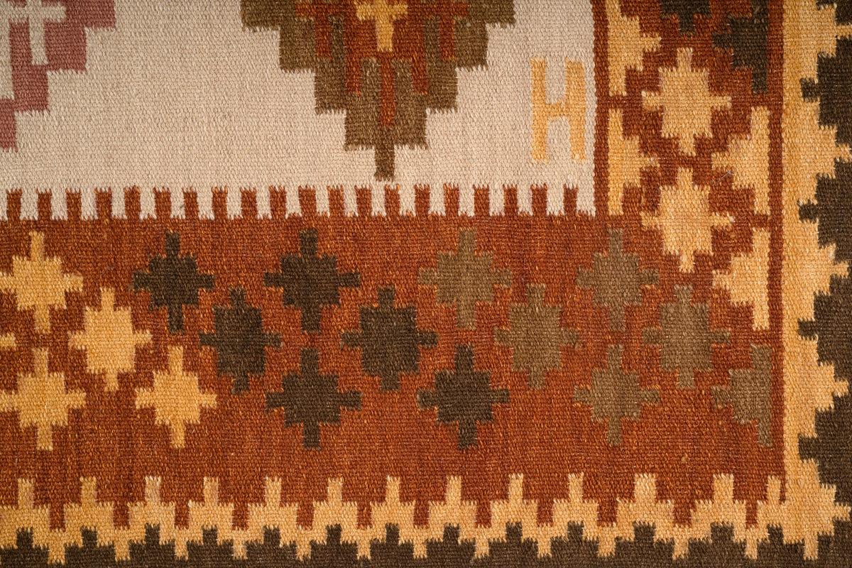 Handwoven Wool Kilim Dhurrie Rug – Traditional Geometric Flatweave