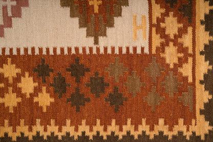Handwoven Wool Kilim Dhurrie Rug – Traditional Geometric Flatweave