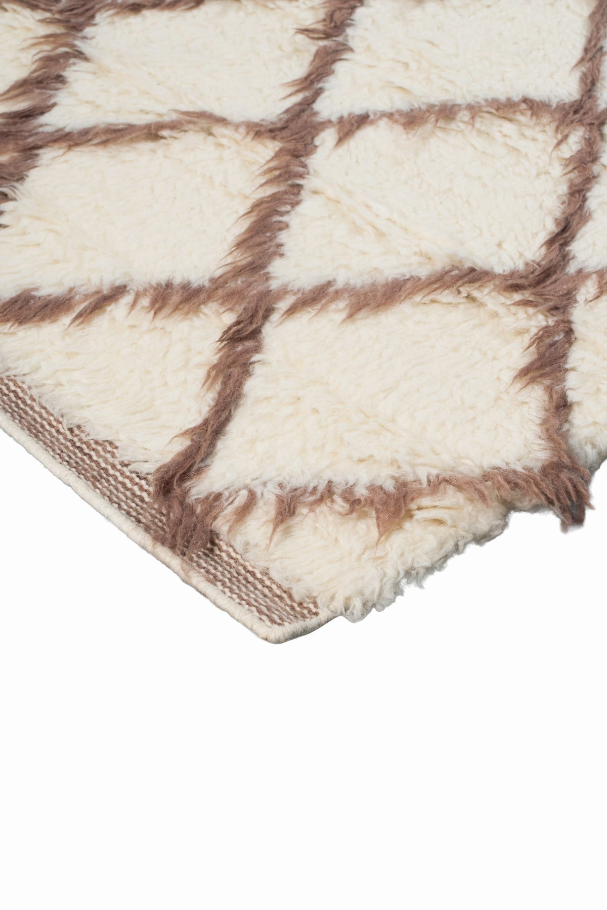 Moroccan wool rug, hand knotted Moroccan rug, Berber rug, cream Moroccan rug, brown diamond rug, handmade wool area rug, luxury Moroccan carpet, New Zealand wool rug, plush Moroccan rug, geometric wool rug