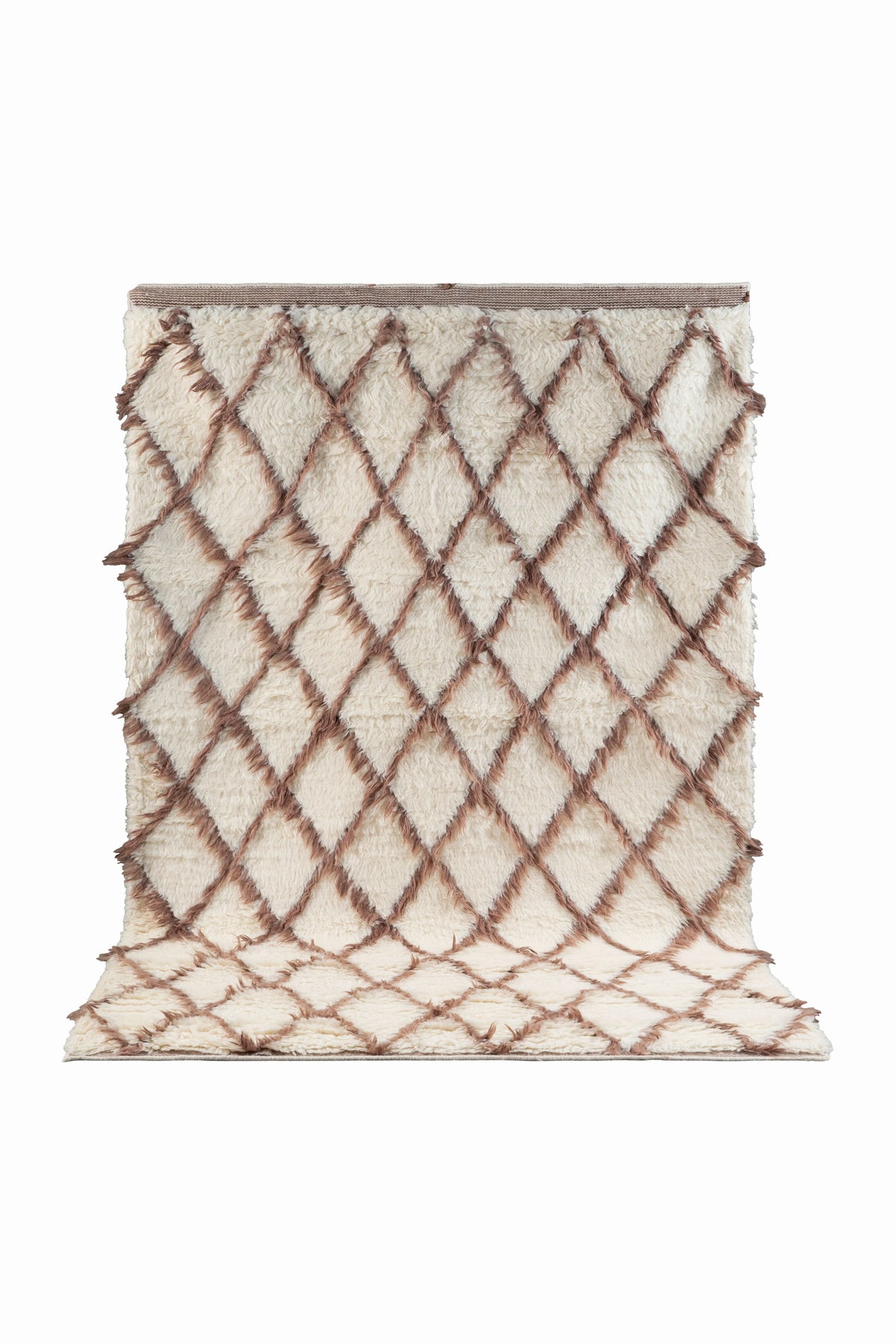 Moroccan wool rug, hand knotted Moroccan rug, Berber rug, cream Moroccan rug, brown diamond rug, handmade wool area rug, luxury Moroccan carpet, New Zealand wool rug, plush Moroccan rug, geometric wool rug