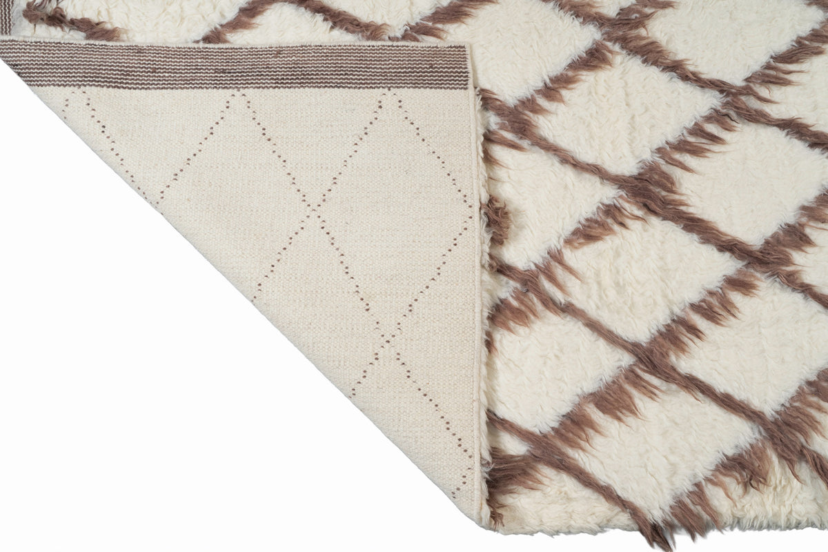 Moroccan wool rug, hand knotted Moroccan rug, Berber rug, cream Moroccan rug, brown diamond rug, handmade wool area rug, luxury Moroccan carpet, New Zealand wool rug, plush Moroccan rug, geometric wool rug