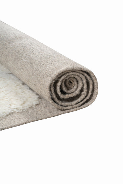 Handcrafted Moroccan Wool Rug – Ivory & Natural Beige Plush Geometric Design, Hand Knotted Luxury Area Rug