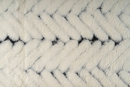 Hand Knotted Moroccan Wool Rug – Ivory & Black Chevron Pattern | Luxury High Pile Rug
