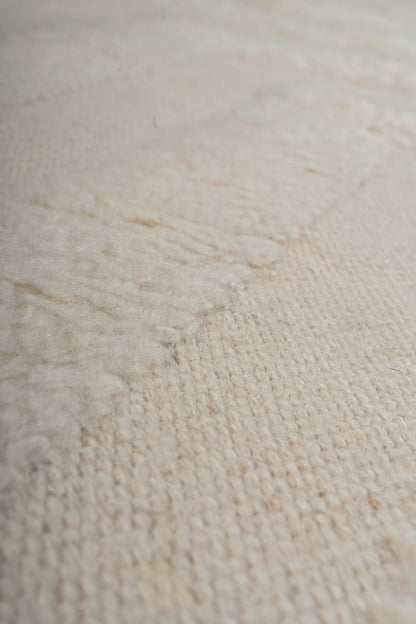 Moroccan Ivory Rug – Handwoven Textured Chevron Pattern | Luxury Beni Ourain Style Area Rug