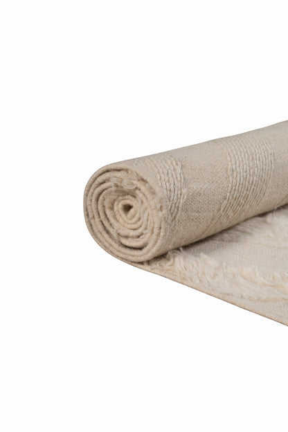 Moroccan Ivory Rug – Handwoven Textured Chevron Pattern | Luxury Beni Ourain Style Area Rug