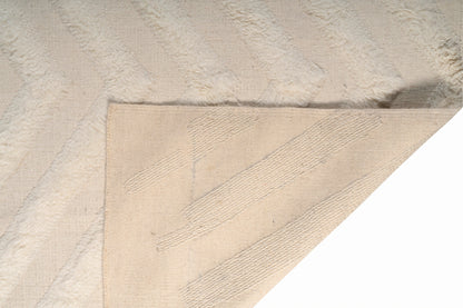 Moroccan Ivory Rug – Handwoven Textured Chevron Pattern | Luxury Beni Ourain Style Area Rug