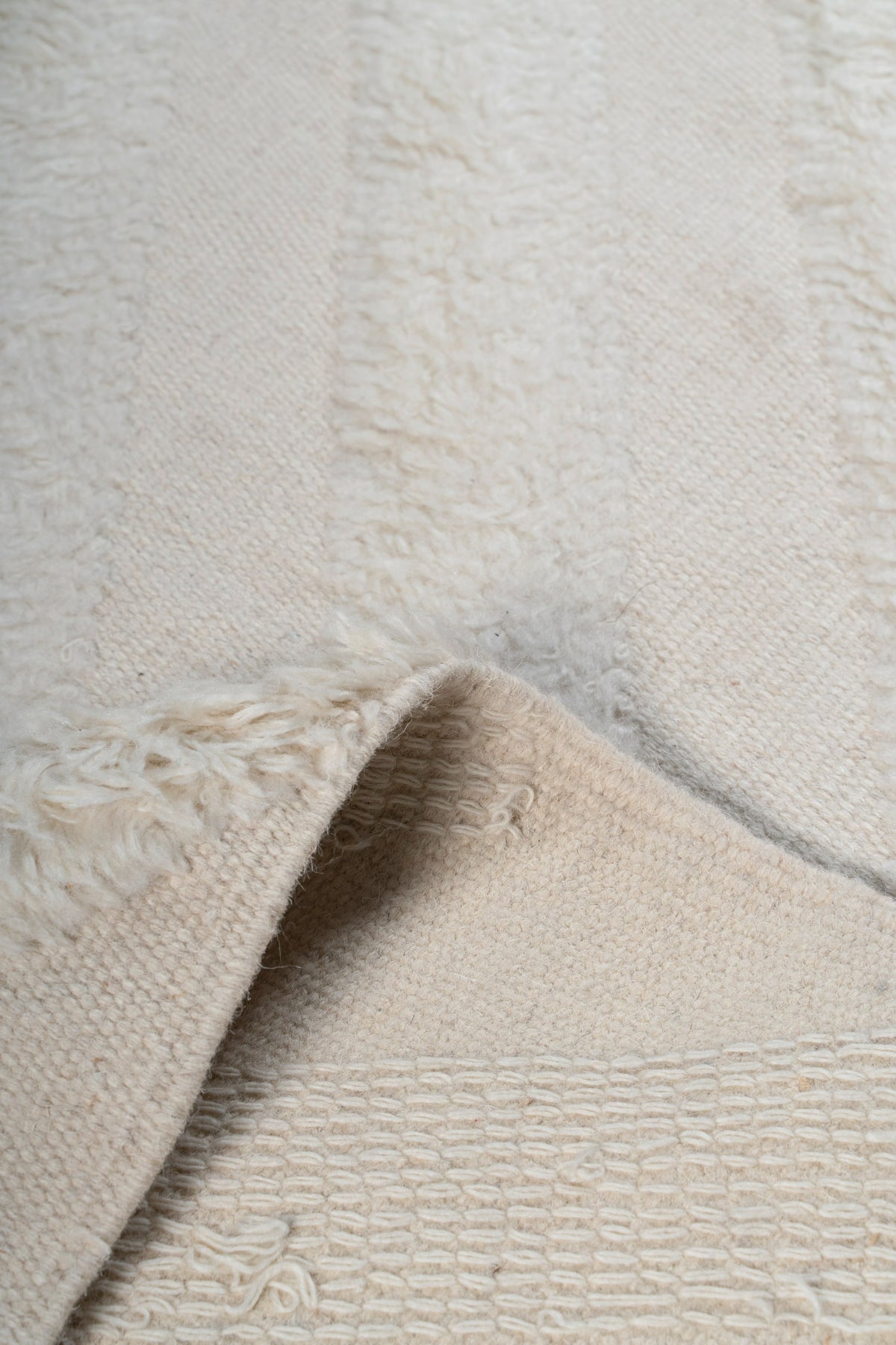 Moroccan Ivory Rug – Handwoven Textured Chevron Pattern | Luxury Beni Ourain Style Area Rug
