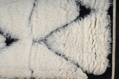 Moroccan Ivory Rug – Handwoven Diamond Pattern | Black & Cream Beni Ourain Style Area Rug