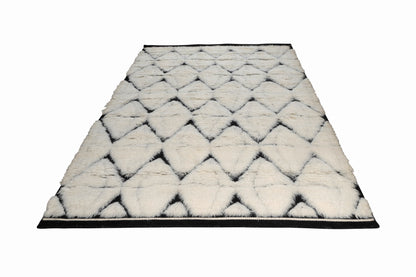 Moroccan Ivory Rug – Handwoven Diamond Pattern | Black & Cream Beni Ourain Style Area Rug