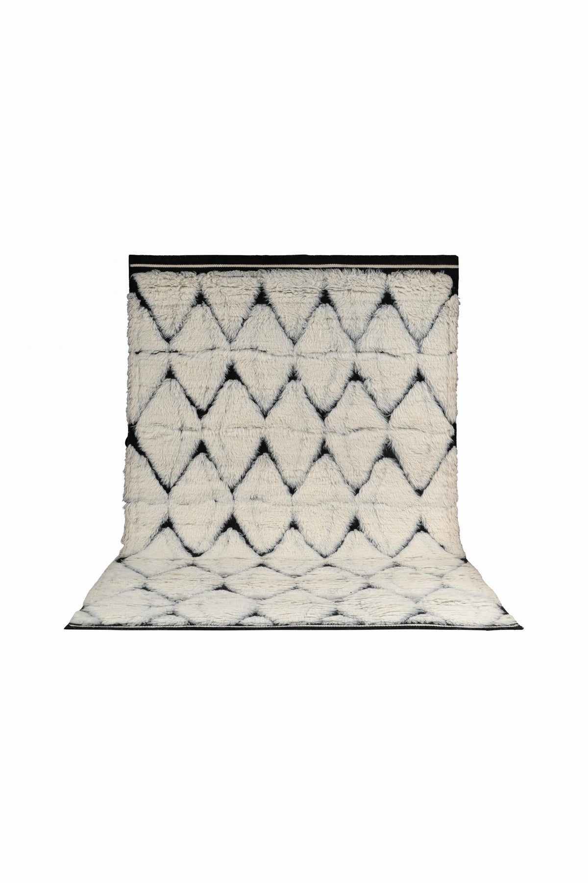 Moroccan Ivory Rug – Handwoven Diamond Pattern | Black & Cream Beni Ourain Style Area Rug