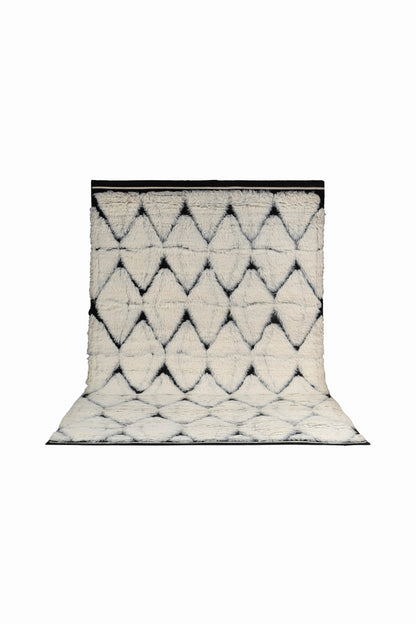 Moroccan Ivory Rug – Handwoven Diamond Pattern | Black & Cream Beni Ourain Style Area Rug