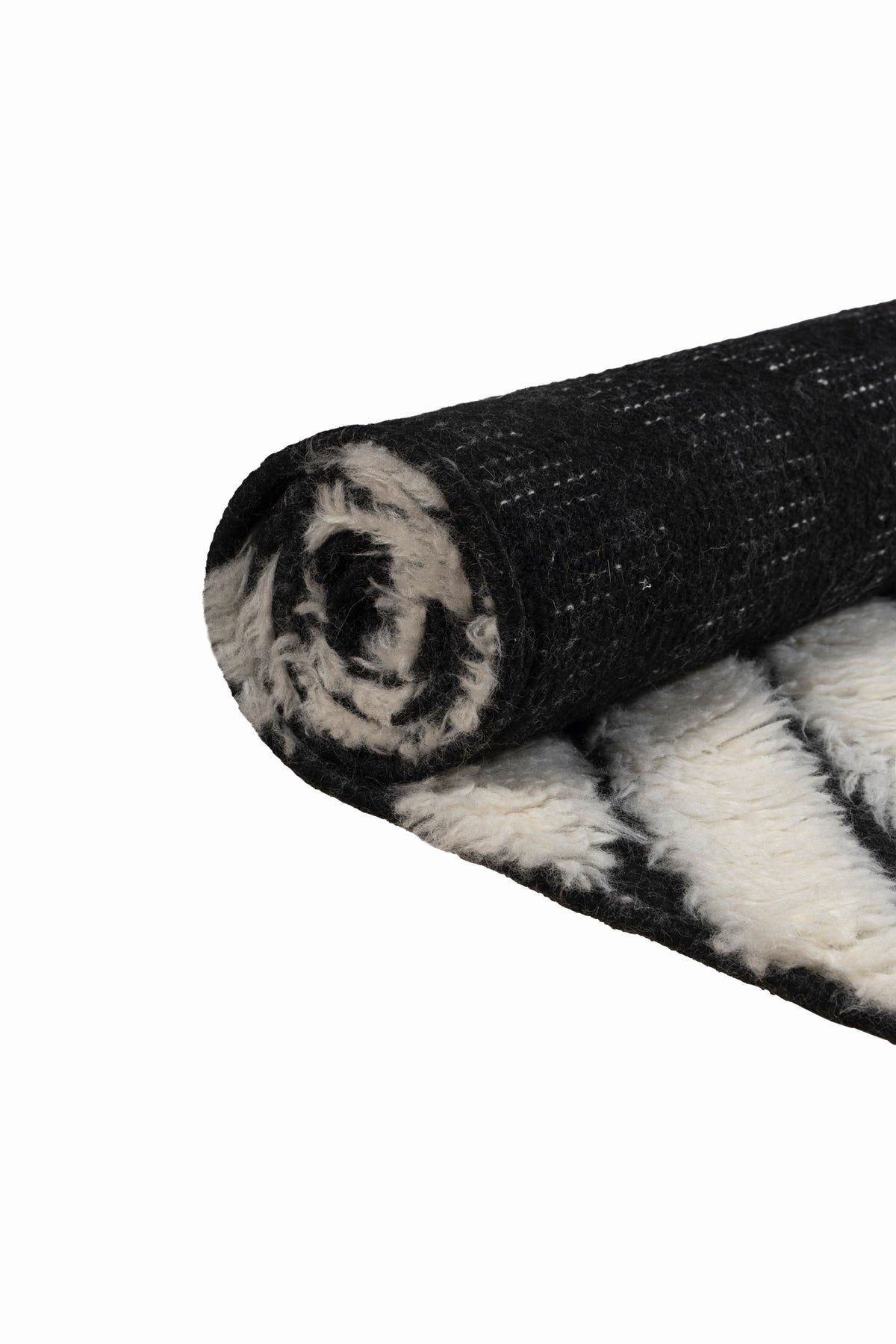 Moroccan Chevron Rug – 100% New Zealand Wool | Ivory & Black Handwoven Beni Ourain Style Area Rug