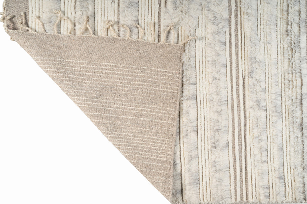 Moroccan Ivory Wool Rug – 100% New Zealand Wool | Handwoven Textured Moroccan Area Rug